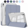 A clear protective case and multiple colored silicone covers for an Apple iPad.