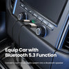 A close-up of a car audio unit with buttons for tuner, media, phone, navigation, and map functions.