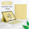 Yellow magnetic keyboard case and mouse shown next to an iPad Pro laptop.