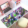 A large The Sims gaming mouse pad featuring a vibrant illustration of a character in a futuristic setting.