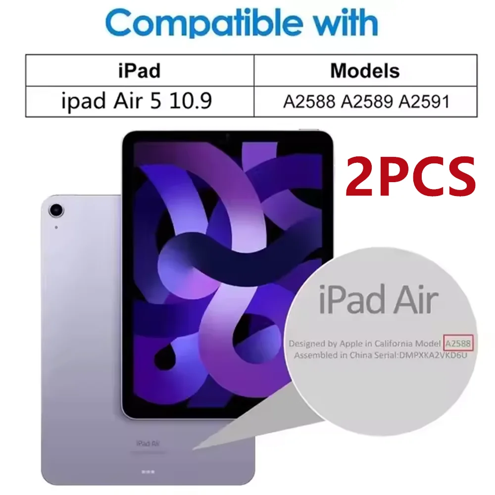 Two iPad Air 5 10.9 inch models A2588, A2589, and A2591 are shown with a compatible model list.