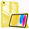 A yellow hybrid protective case for an iPad, showing the device and a pencil holder.