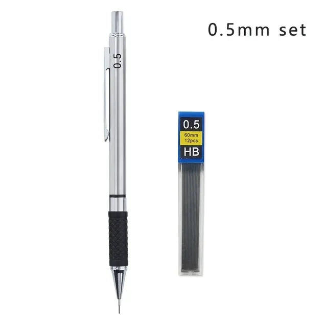 A set of 0.5mm metal mechanical pencil leads and a pencil body.
