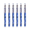 A set of five precision rollerball gel pens in blue and black packaging.