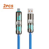 Zwei Multifunktions-USB-C-Kabel mit Metallsteckern und blauen Kabel nebeneinander