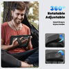 A man is holding a black heavy duty shockproof iPad case with a built-in strap and stylus holder.