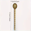 Vintage brass straight ruler measuring 13.3 cm or 5.24 inches with a round marker.