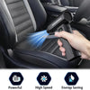 Una mano usa un potente soplador de aire sin escobillas para limpiar el interior de un asiento de coche.