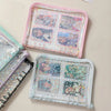 A pink and clear transparent zipper photo binder featuring multiple compartments with star-themed images.