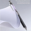 A black anti-slip gel pen is shown writing on white paper, illustrating its ability to anchor a target.