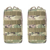 A tan tactical MOLLE utility pouch with a camouflage pattern and webbing straps.