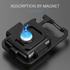 Black compact COB keychain flashlight with a magnetic base and visible electrical discharge effect.