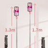 Two selfie sticks, P86-TC and P87-TC, are displayed with smartphones attached against a white background.