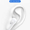 A white wired earphone is shown inserted into a human ear, illustrating sound insulation technology.
