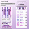 A set of six Monet purple acrylic painting gel pens with various shades and tips.