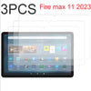 Three tempered glass screen protectors for Amazon Fire HD 10 and Max 11 devices.