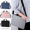 Three color options of an ultra-thin laptop sleeve bag shown in a gray shirt context.