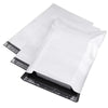 A stack of white bulk waterproof packaging bags for shipping.