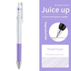 A white and purple Pilot Juice Up fine point gel pen is shown next to text detailing upgraded ink options.