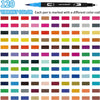 A grid of 36 vibrant colored dual-tip brush markers for art and calligraphy