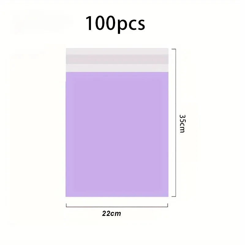 A purple waterproof self-adhesive courier mailer bag shown in a vertical view.