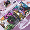 Anime-inspired XXL gaming mouse pad featuring colorful characters and action scenes
