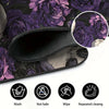 Black desk mat featuring a gothic skull and flower design with repeated cleaning instructions.