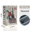A small, rectangular box with a Parisian theme and an Eiffel Tower design next to a key lock mechanism labeled Password