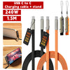 USB C to C charging cable and stand in black and orange for fast charging devices