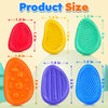 A collection of colorful sensory stones and fidget toys shown with their respective sizes.