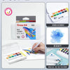 A set of 12 watercolor paint pens and a water brush for painting, displayed in packaging and on a white surface.