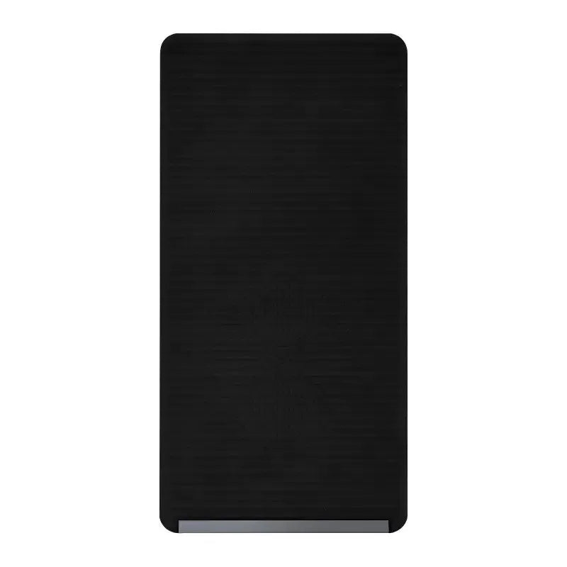 A black flexible silicone phone stand with a smooth, rectangular design.