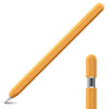 An orange silicone protective case for a pencil, shown diagonally.