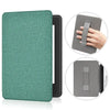 A teal-colored protective case for a Kindle Paperwhite, shown in various angles.