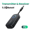 Schwarze Sender- und Empfangs-Einheit mit Kabel für 5.2 Bluetooth-Audioverbindung.