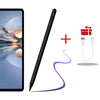 A black precision stylus pen next to an iPad and a charging cable with a gift box.