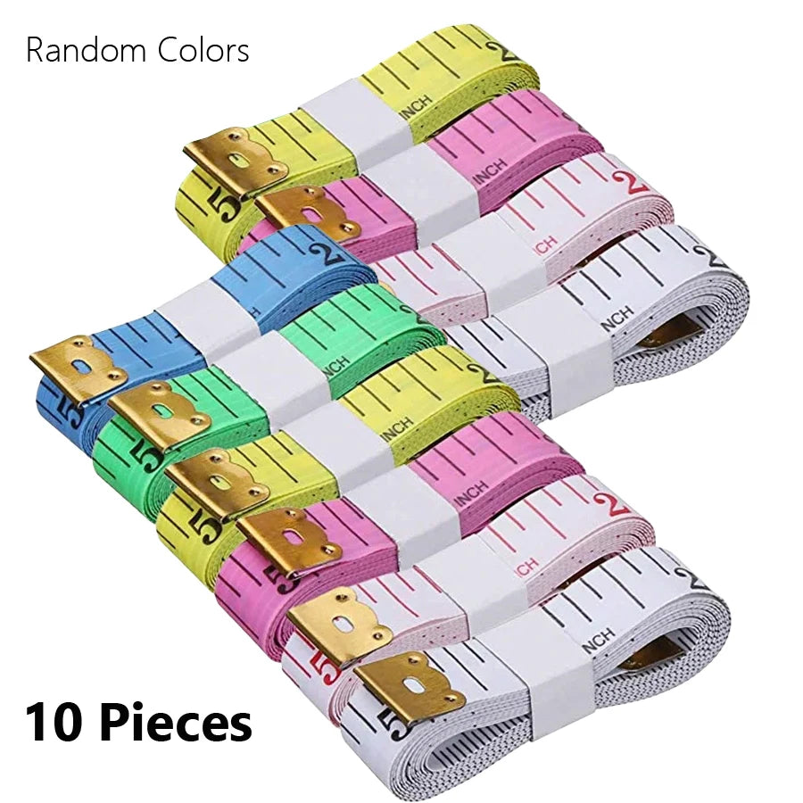 Ten pieces of random colored soft flexible measuring tapes for sewing and tailoring