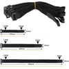 Black reusable hook and loop cable ties shown with various lengths for securing items