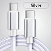 Silver durable fast charging USB-C to Type-C cable with metal connectors