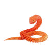 An orange, textured snake figurine with a coiled body is shown against a white background.