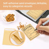 Self-adhesive seed envelopes being filled with seeds and labeled by hand for record keeping