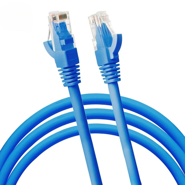Cable de red Ethernet Cat 6 azul de alta velocidad con conectores RJ45 y tubo flexible