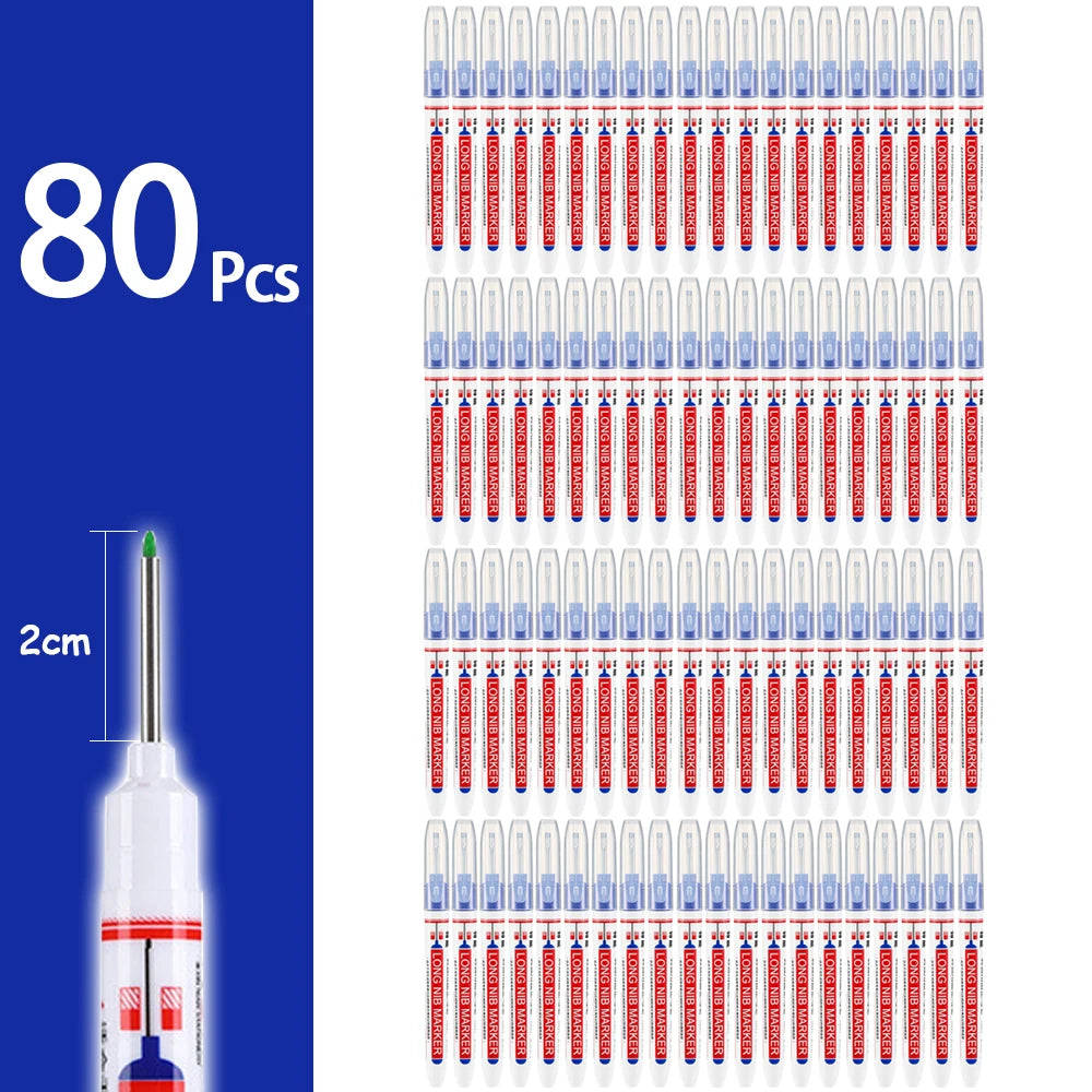 A collection of 80 precision waterproof marking pens for woodworking and crafts, shown in a vertical layout.
