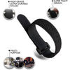 Black reusable hook and loop cable ties shown with close-ups highlighting high grade nylon durability and a super tight desig