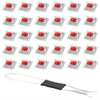 A set of red hot-swappable mechanical keyboard switches and a keycap puller are displayed in a grid format.