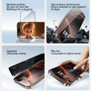 A collection of features for a privacy screen protector including eye relief, high hardness reinforcement, upgraded oleophobi