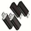 A black USB-C to Micro USB adapter with two connectors shown from the side.