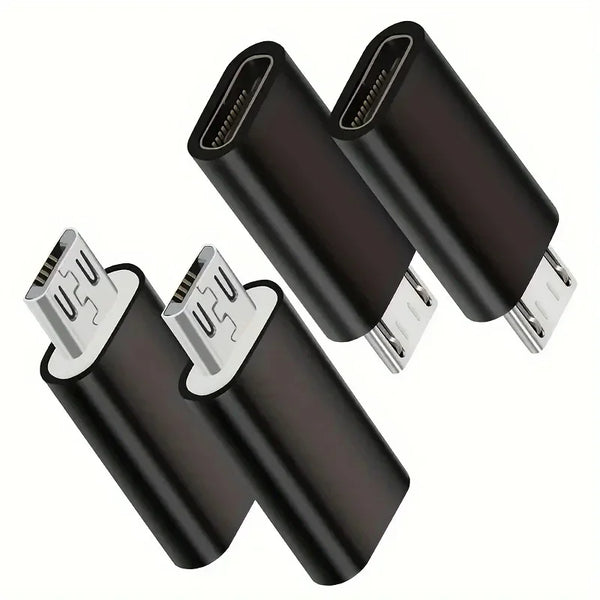 A black USB-C to Micro USB adapter with two connectors shown from the side.