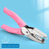Pink handheld metal puncher with a smooth handle and a 1.5mm small round hole.