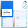 A6 spiral bound password keeper notebook with alphabetical tabs and blank pages